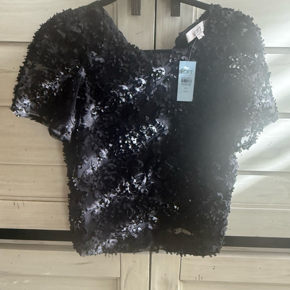 LOFT Black Textured Women's Blouse